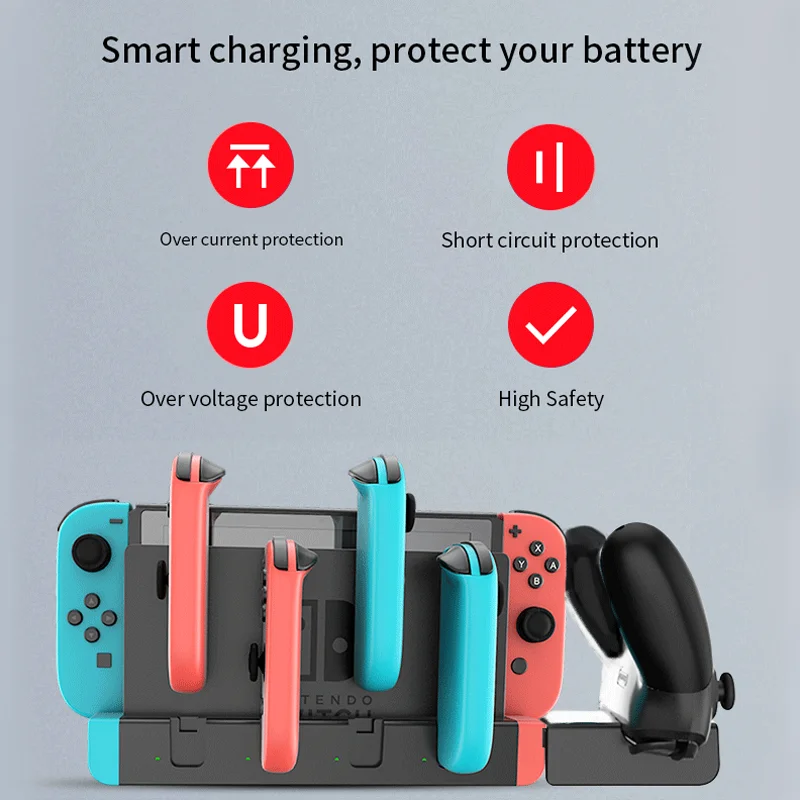 Suitable for Nintendo Switch Joycon Controller Supports 4 Joycon Controllers and Switch Pro Controller Charging Portable Bundle