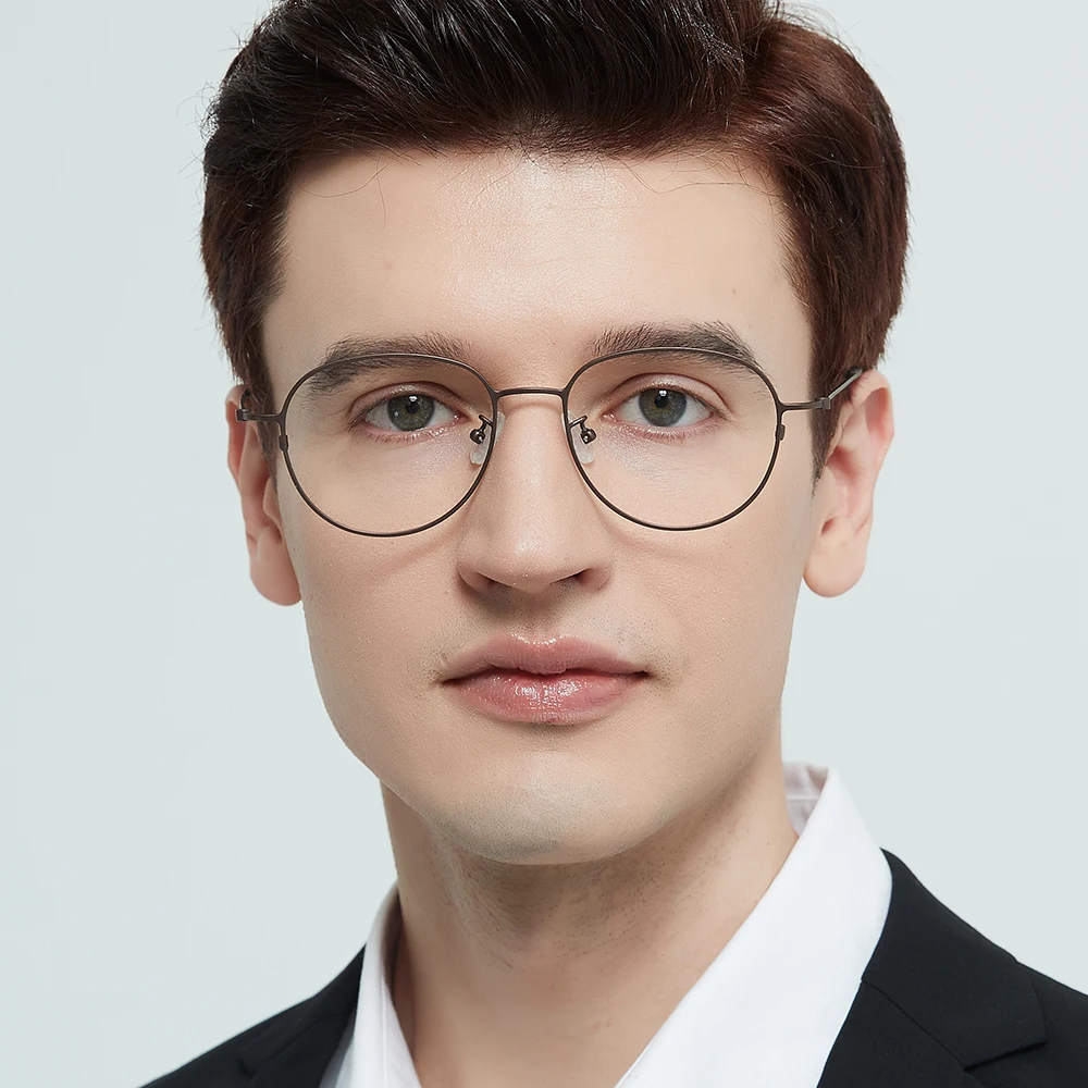 Pure Titanium Oval Glasses Optic Frame Men Women Handmade Spectacles Ultralight Thin Rim Screwless Prescription Eyeglass Eyewear