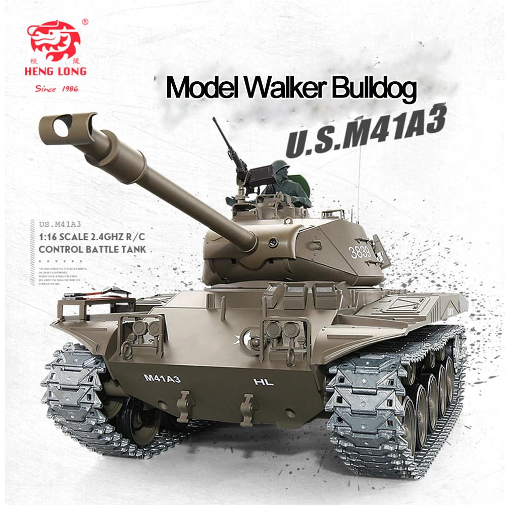 

Rc High Quality Henglong 3839 American M41 " Model Walker Bulldog" Remote Control Light Battle Tank Competitive Battle Toy Model