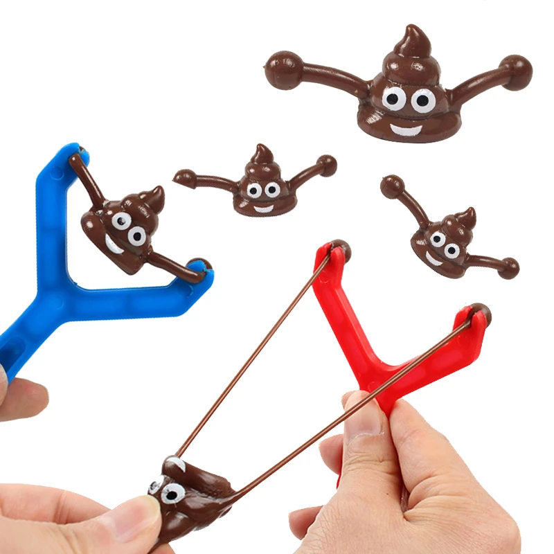 5 pçs mini estilingue de borracha cocô estilingue brinquedo voando cocô brinquedos sorridente brinquedo elástico alívio do estresse novidade brinquedo presente