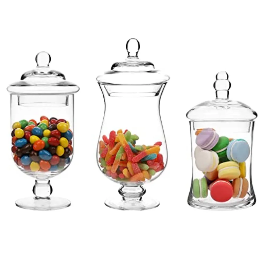 Apothecary Jars with Lid Decorative Footed Vase Candy Buffet Containers Set of 3