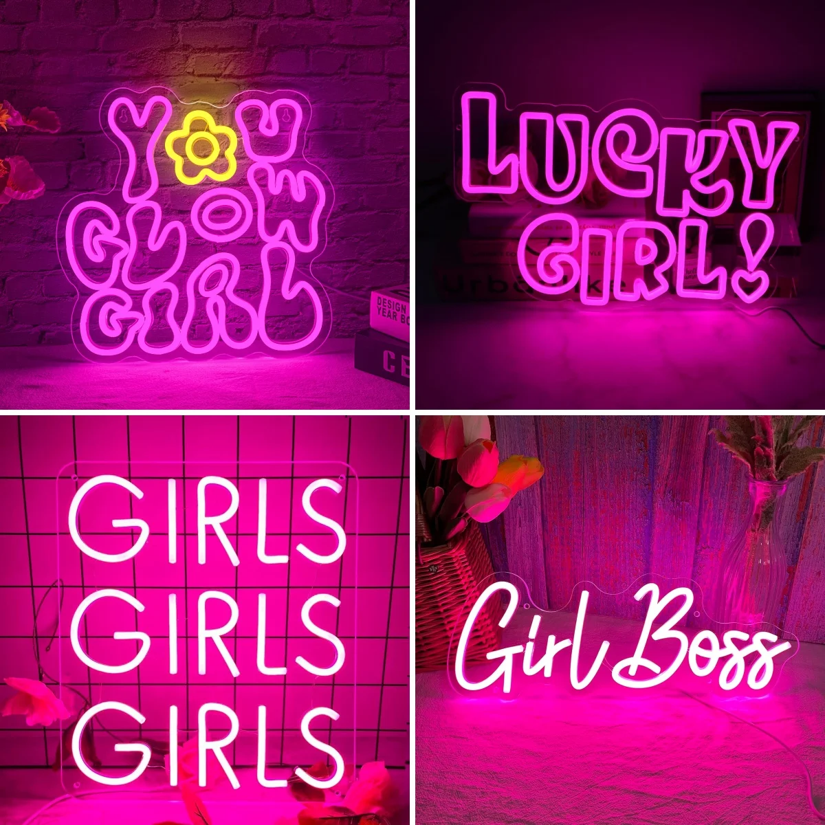 

You Glow Girl Neon Sign Led Lights Dimmable USB Lamp Room Decoration For Girl's Bedroom Beauty Salon Party Bar Pink Letter Signs