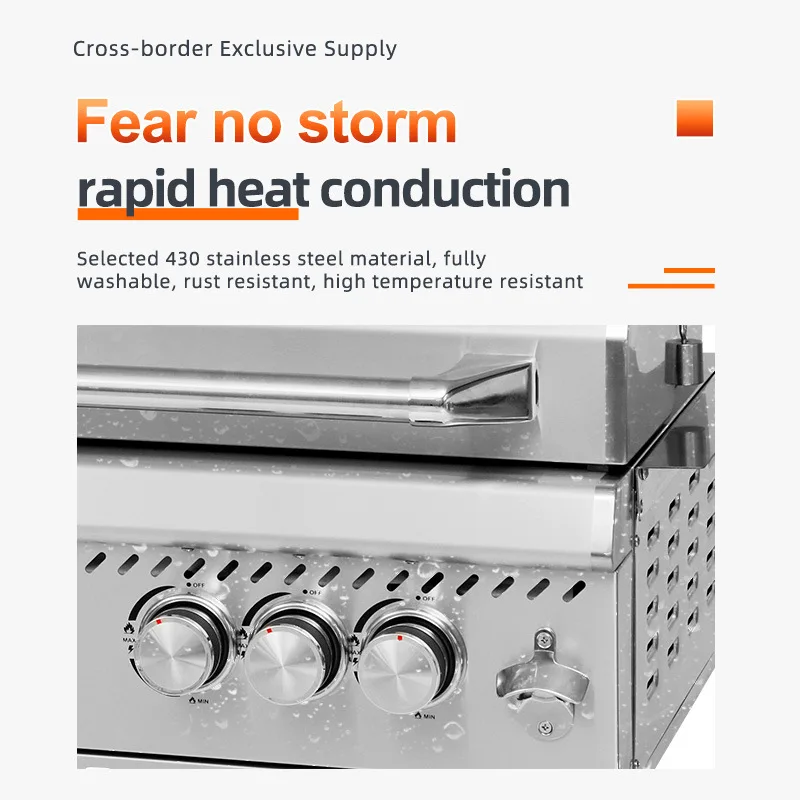 Embedded 304 Barbecue Grill 6Head Grill Courtyard Villa Barbecue Grill Gas Grill Fish Grill Parrilas Para Asado Teppanyaki Grill