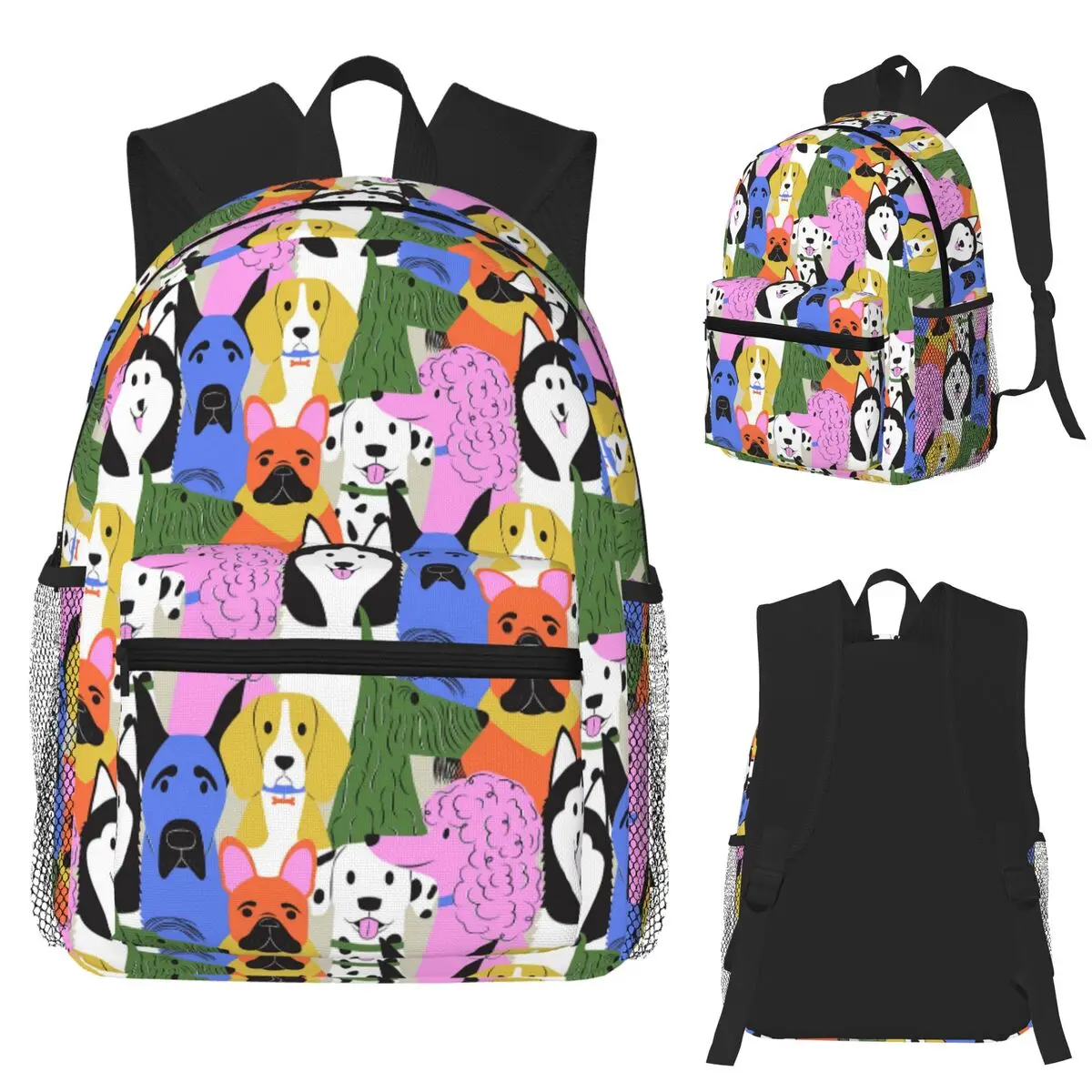

Красочные собаки, студенческий рюкзак, школьная сумка, походный дорожный рюкзак для мужчин и женщин, модная сумка для книг, сумки на плечо