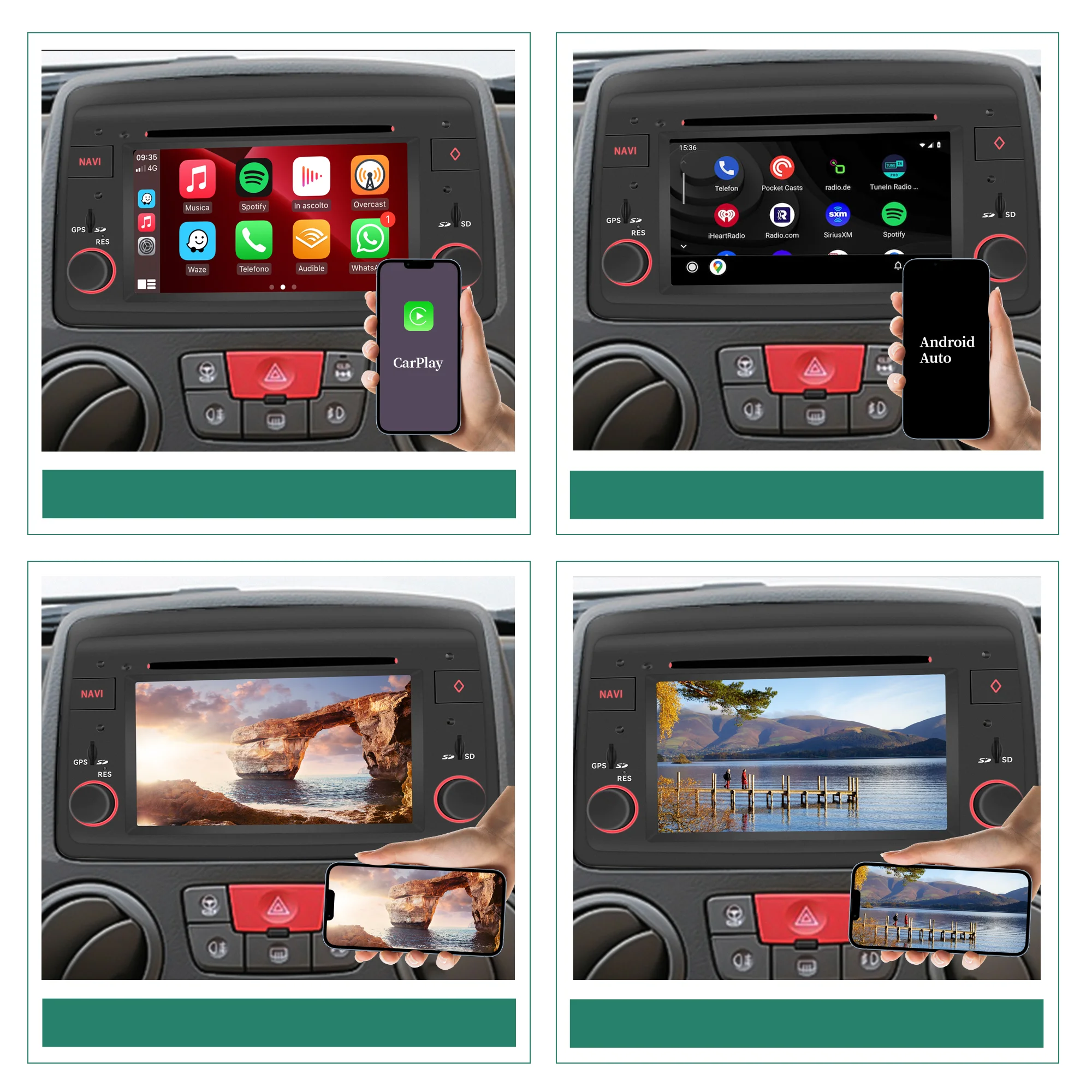 

CarPlay car stereo for Fiat Panda 2003-2012 64GB DAB + Radio 7 "Android 14 auto GPS sat nav Bluetooth player Audio Video player GPS
