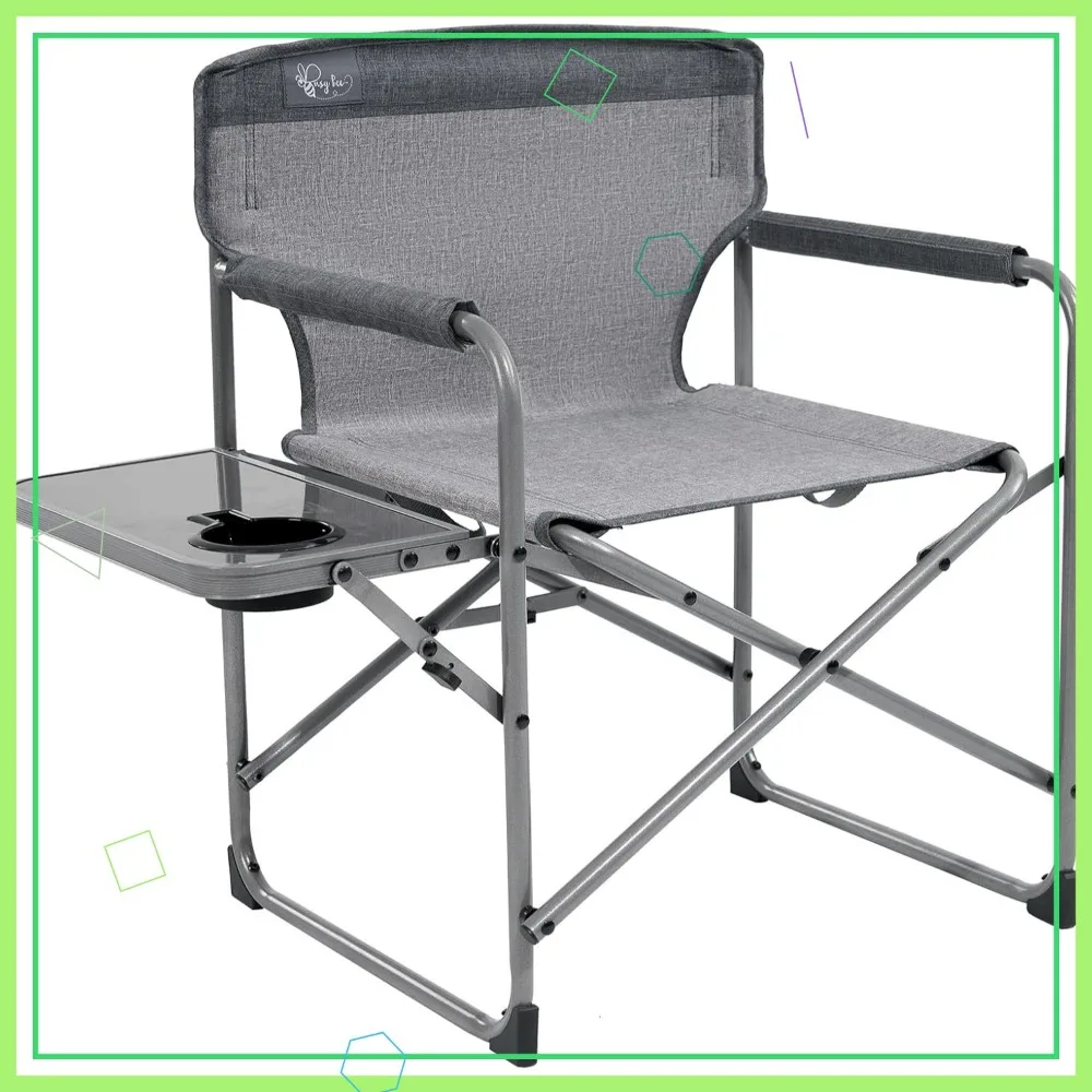 Детский стул для кемпинга директора со складным боковым столиком, легкий, портативный, поддерживает 150 фунтов для приключений на свежем воздухе