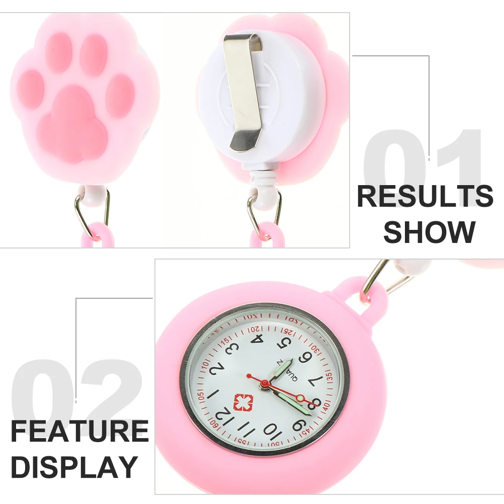 

2pcs Hanging Watch Paw Nurse Pocket Clip-on Fob Silicone Gel Table Student Pocket Watch Exam Wear