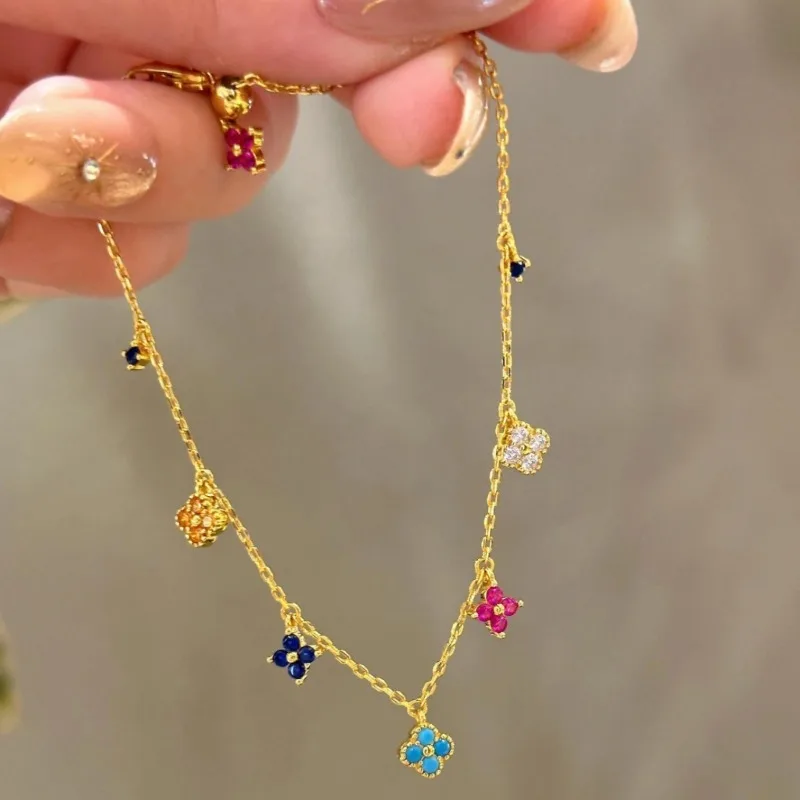 Xiaohongshu شعبية أربع أوراق زهرة اللون سوار المتخصصة تنوعا الصيف رائعة مجوهرات خفيفة فاخرة المجوهرات الراقية #3