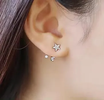 

New Design Wedding Jewelry Luxury Clear Zircon Earrings Elegant 925 Sterling Silver Star Stud Earrings For Women