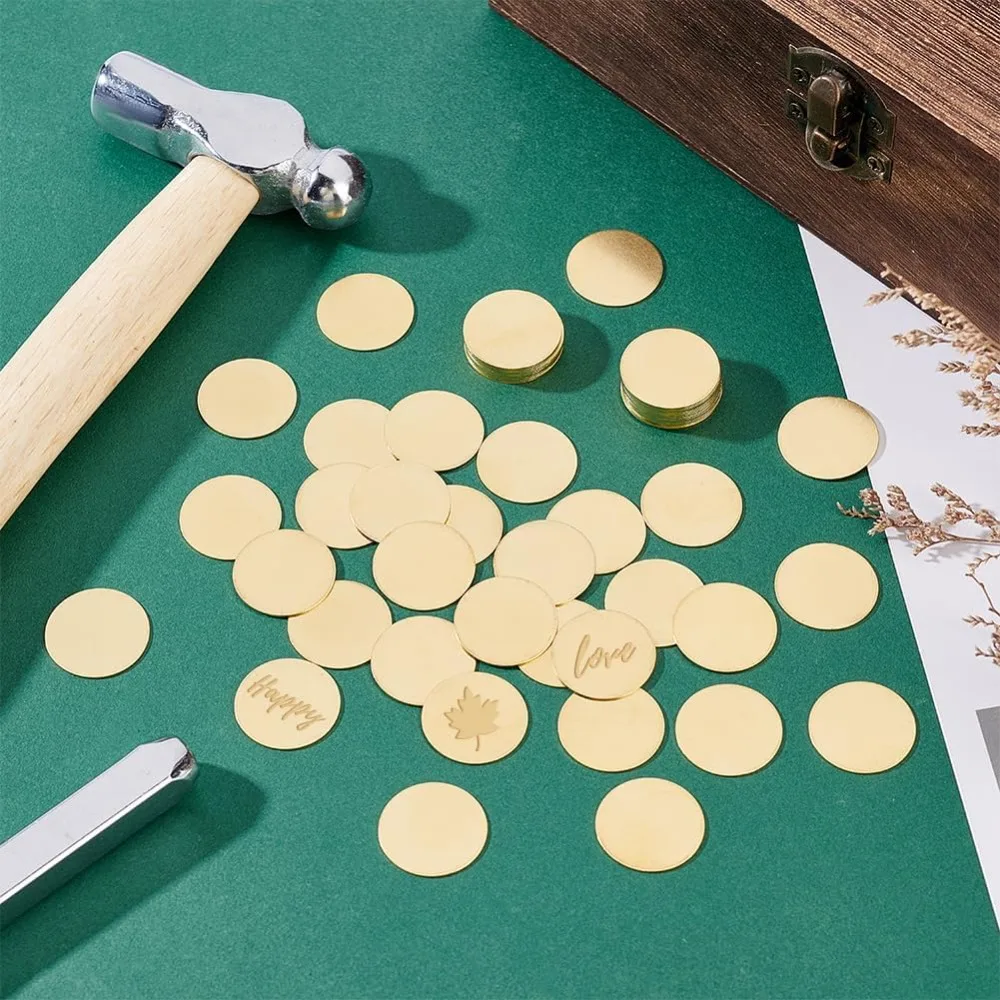 60pcs Brass Tags for Stamping 20mm Metal Stamping Blanks 24 Gauge Circle Brass Discs Circle Tags Golden Solid Blank Coins image 2