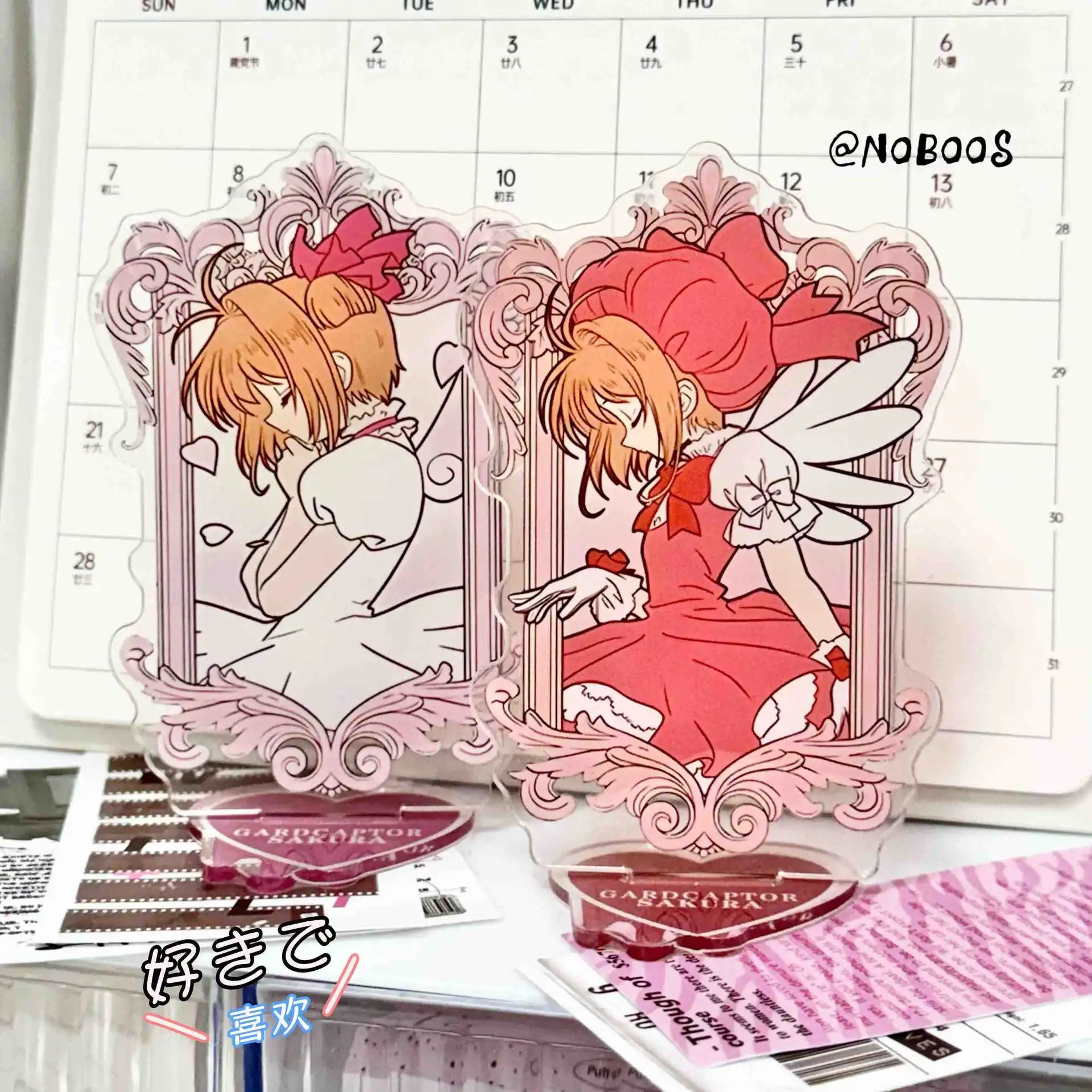 Captor de carte animé Kinomoto SAKURA LI SYAORAN kawaii, 15CM, support en acrylique, modèle sur pied, jouets, ornements, cadeaux