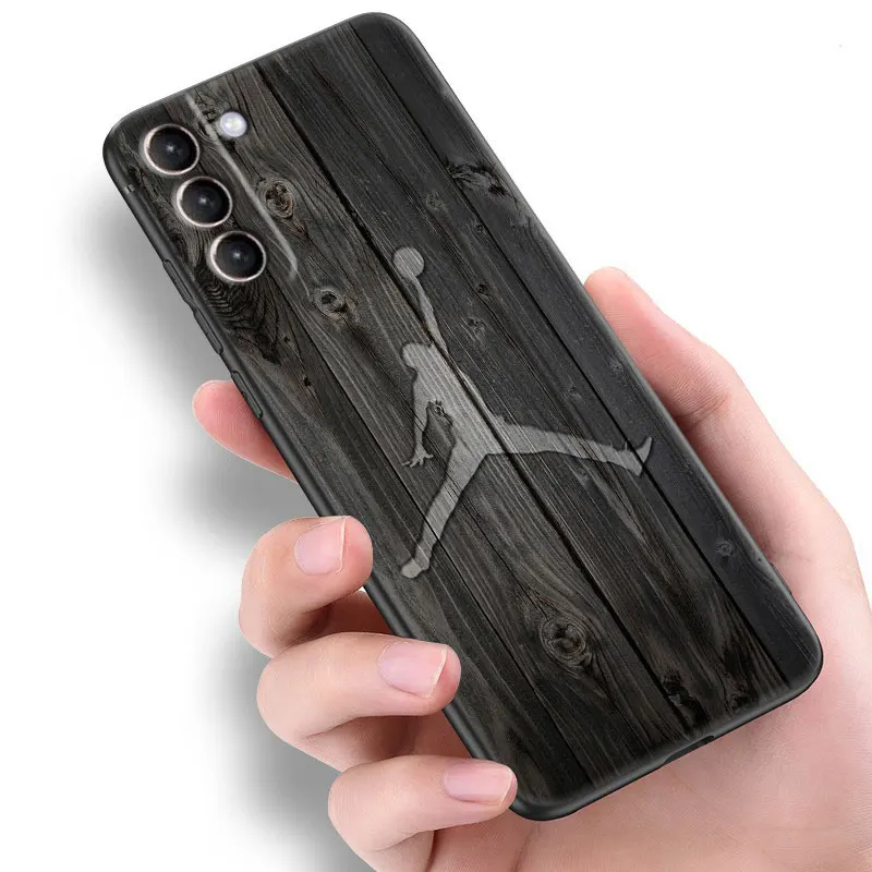 Carved Wood Black Phone Case For Samsung Galaxy S23 Ultra S22 S21 Plus S20 FE A13 A14 A23 A24 A25 A33 A34 A52S A53 A54 5G