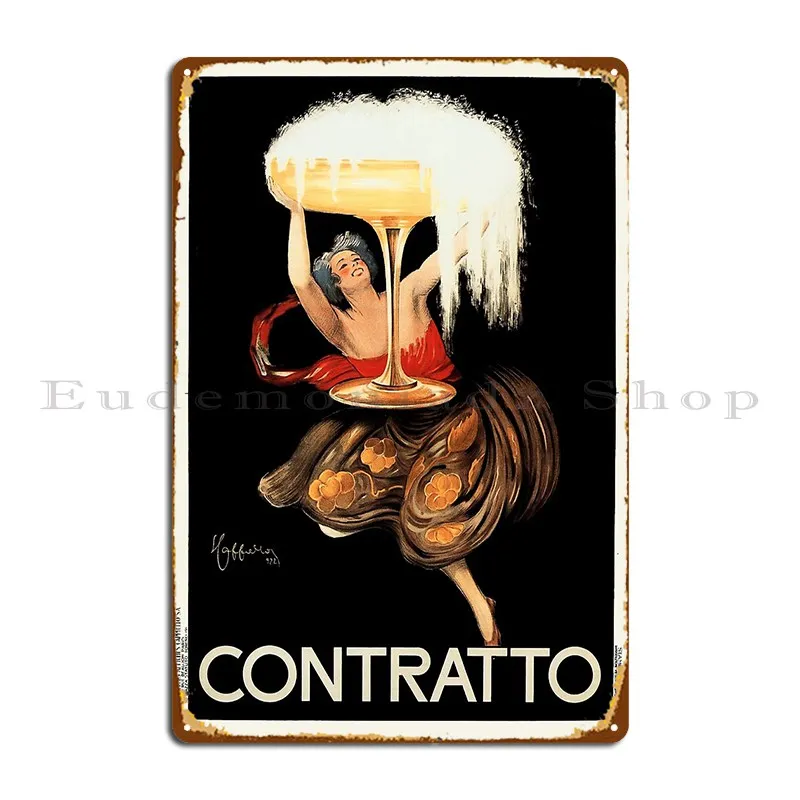 Contratto Sparkling Wine 1922 Italy Alcohol Advertisement Metal Plaque Poster Pub Plates Cinema Personalized Tin Sign Poster