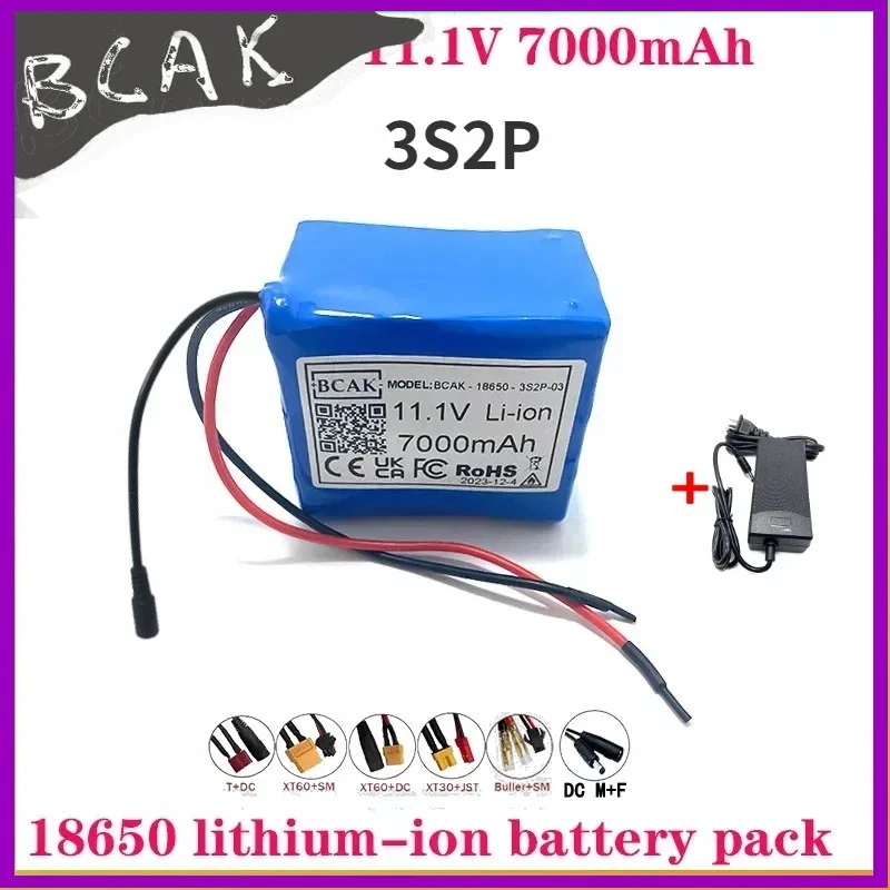 BCAK 3S2P Battery 11.1V 7000mAh Hight Quality 18650 Li-ion Battery Pack with 5A BMS for Backup Power for CCTV Cameras