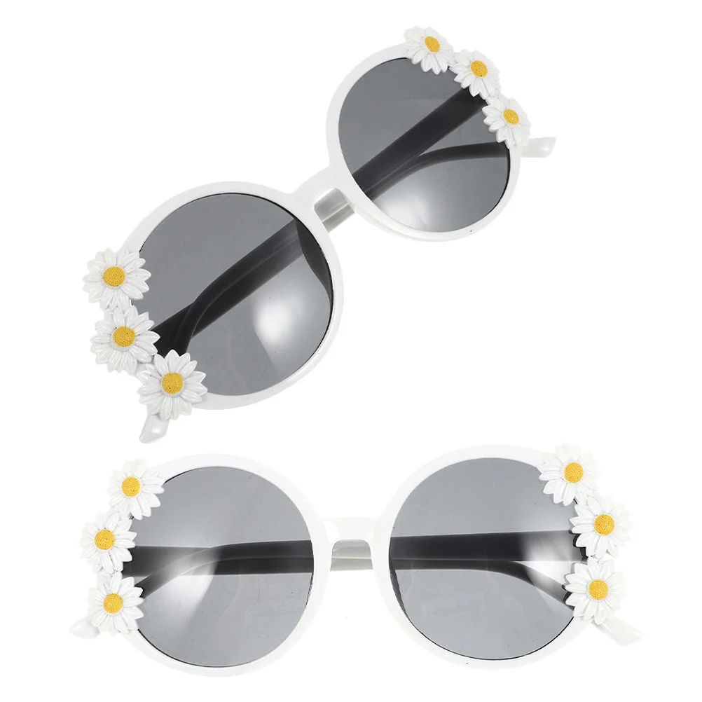 

2pcs Flower Sunglasses Sunflower Daisy Shades For Women Summer Beach Party Festival Eyewear Props Hawaiian Accessories