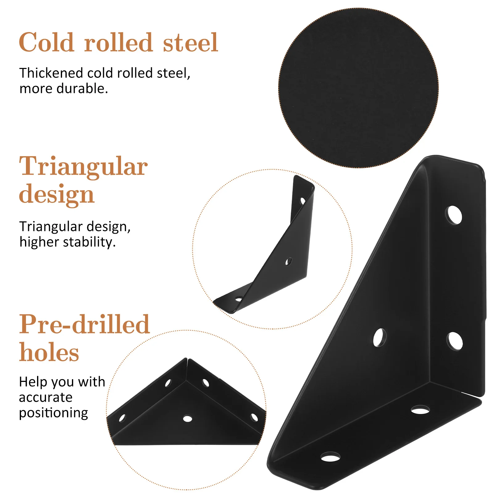 10 قطعة بين قوسين الرف المثلث عالية القوة دعامة زاوية معدنية تركيب سريع لمشاريع النجارة ذاتية الصنع دعامة زاوية