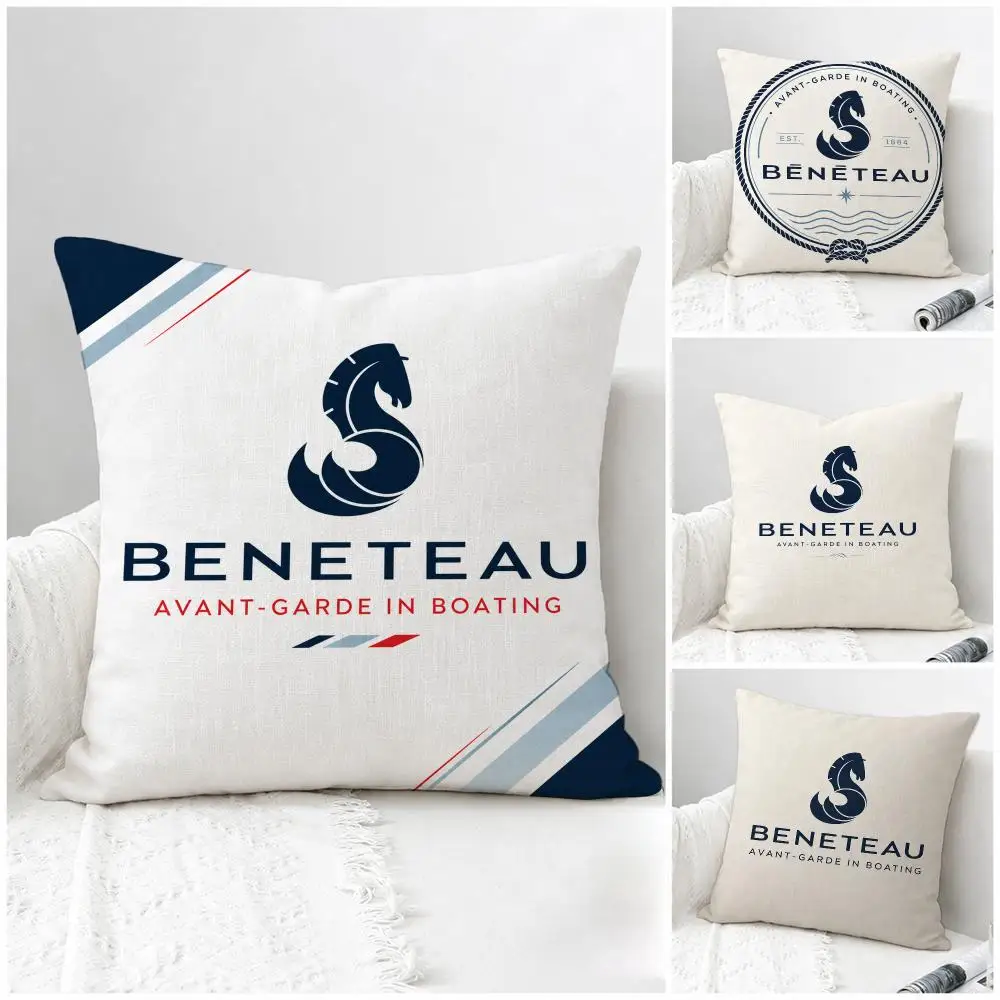 Brand Beneteau Cushion Cover Natural Linen Pillowcase Set, All-in-One Decor for Sofa, Bedroom & Chair