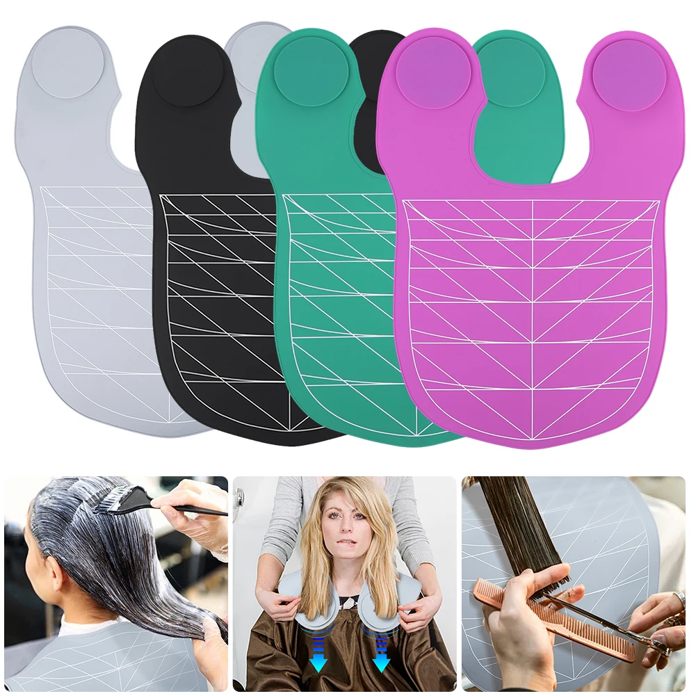 

Silicone Hair Dye Collar Waterproof Salon Hairdressing Hair Cutting Pad with Guidelines Hair Cutting Mat Weighted for Salon Home
