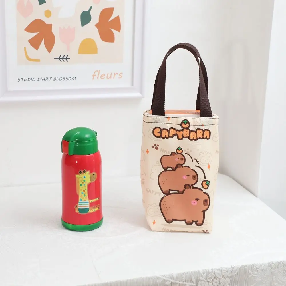 

2024 Cartoon Handbag Portable Capybara Canvas Bag Cup Bag Unisex
