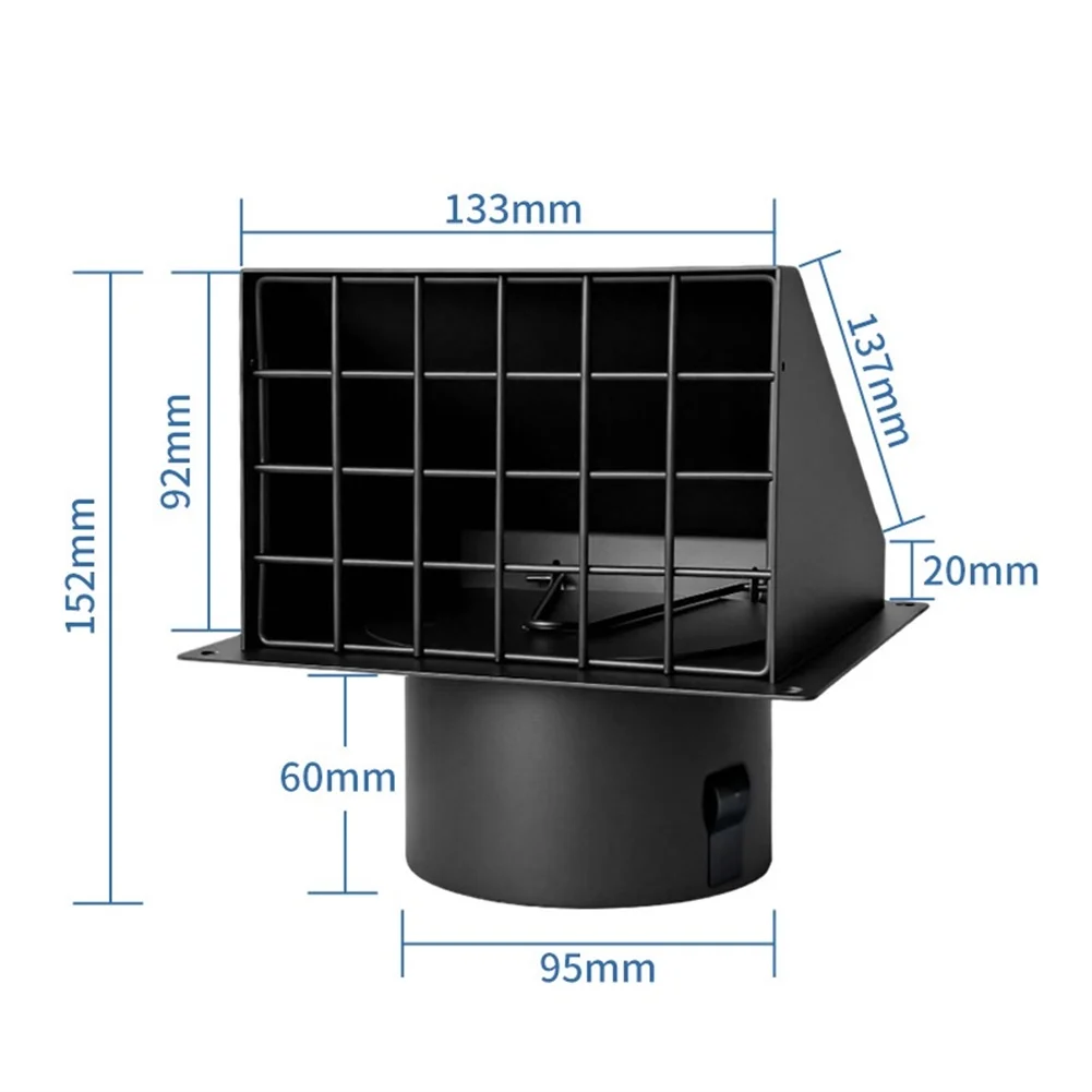 4 Inch Wall Ceiling Mounted Vent Cap for Exhaust Ducts with Mesh Reinforced Opening and Metal Housing for All Weather Durability