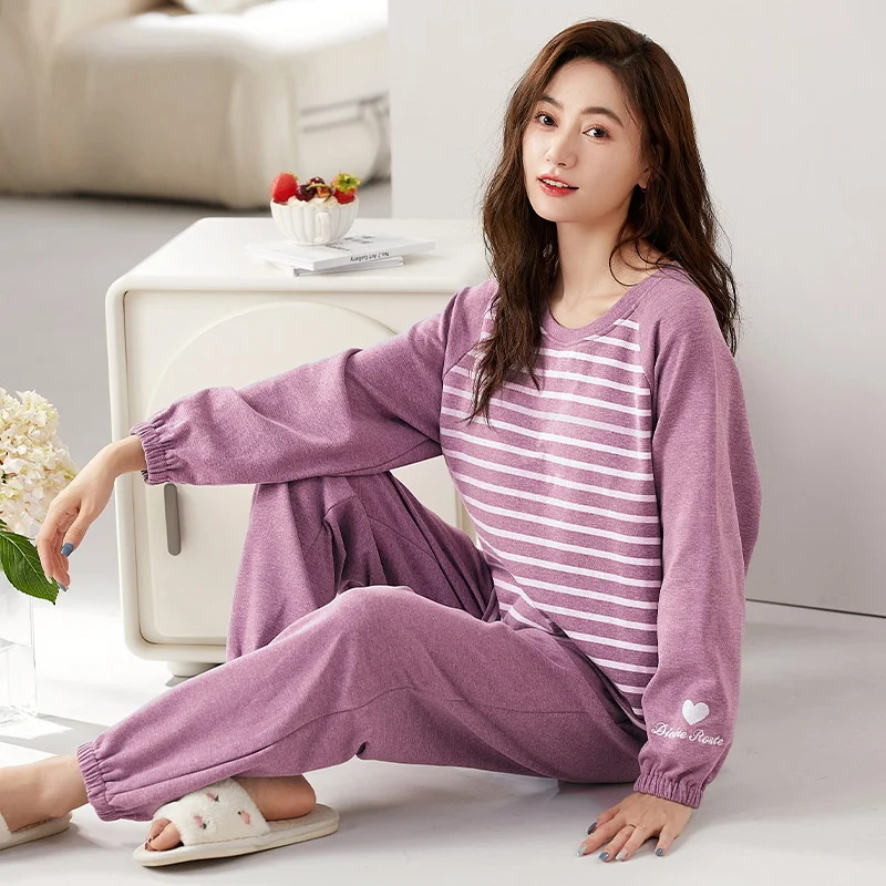 Autumn Winter New Women Velvet Fabric Korean Ladies Sleepwear Fashion Long Sleeves Long Pants for Girl Warm Cotton Pajama Sets