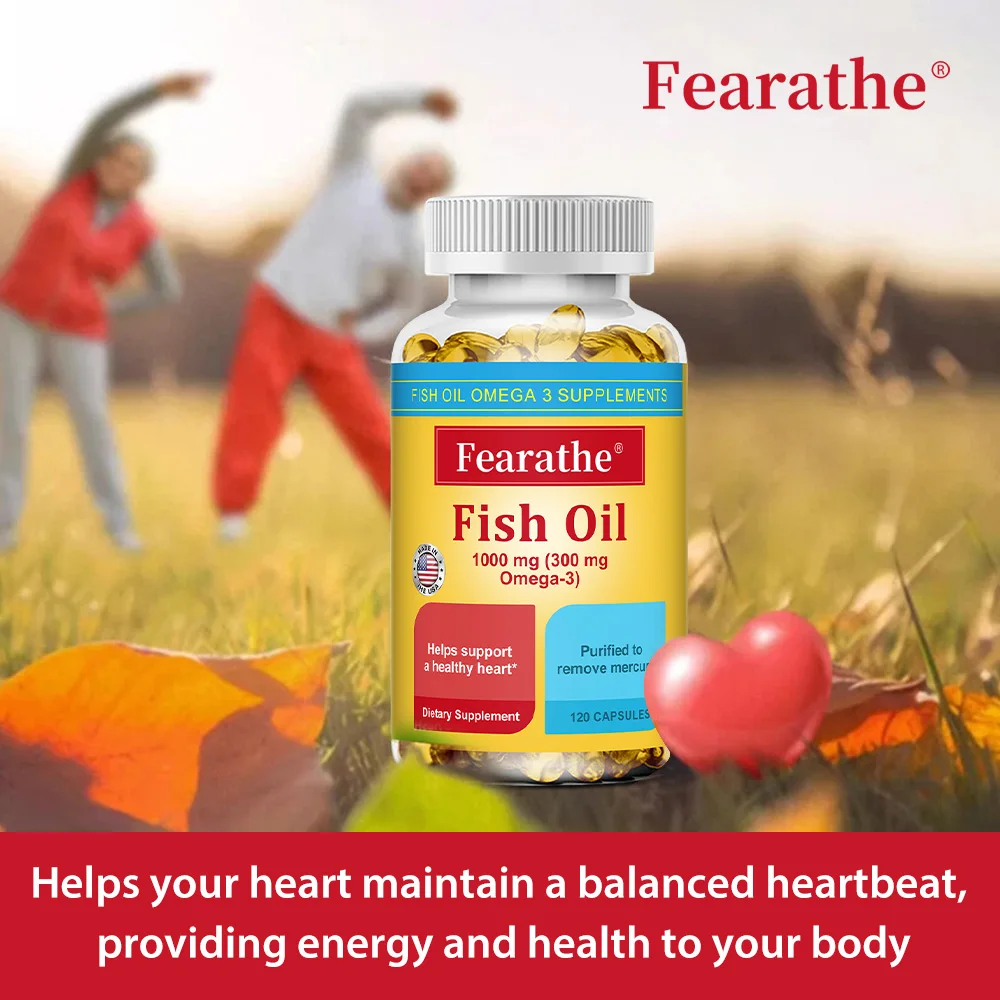 Wild Caught Omega 3 Fish Oil Softgels 1000mg, EPA DHA Fatty Acids, Support Daily Heart Brain Eye Joint Skin & Immune Wellness