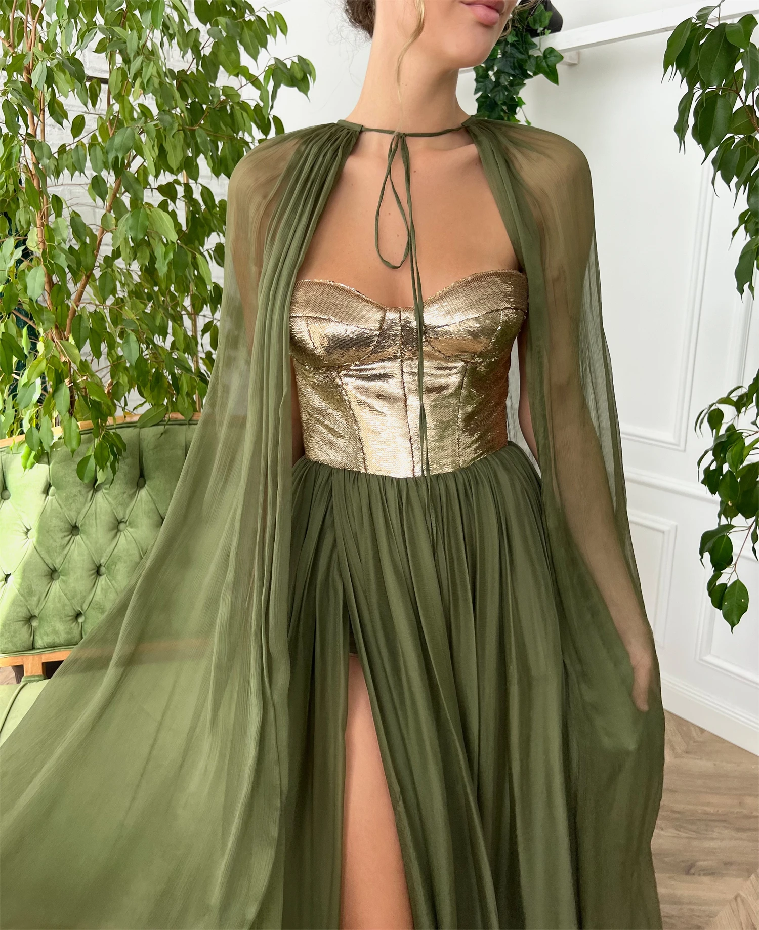 Green Elegant Women\'s Dresses for a Wedding Party Dress Chiffon Prom Dresses Luxury Gowns Sweetheart customized Skirt Ball Gown