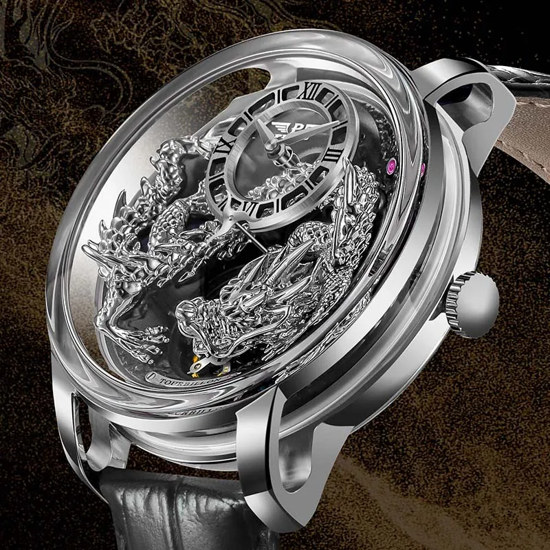 PINDU Designs Original New Men's Mechanical Watchew Dragon Series M2797B Automatic Movement Leather Sapphire Men Wristwatches