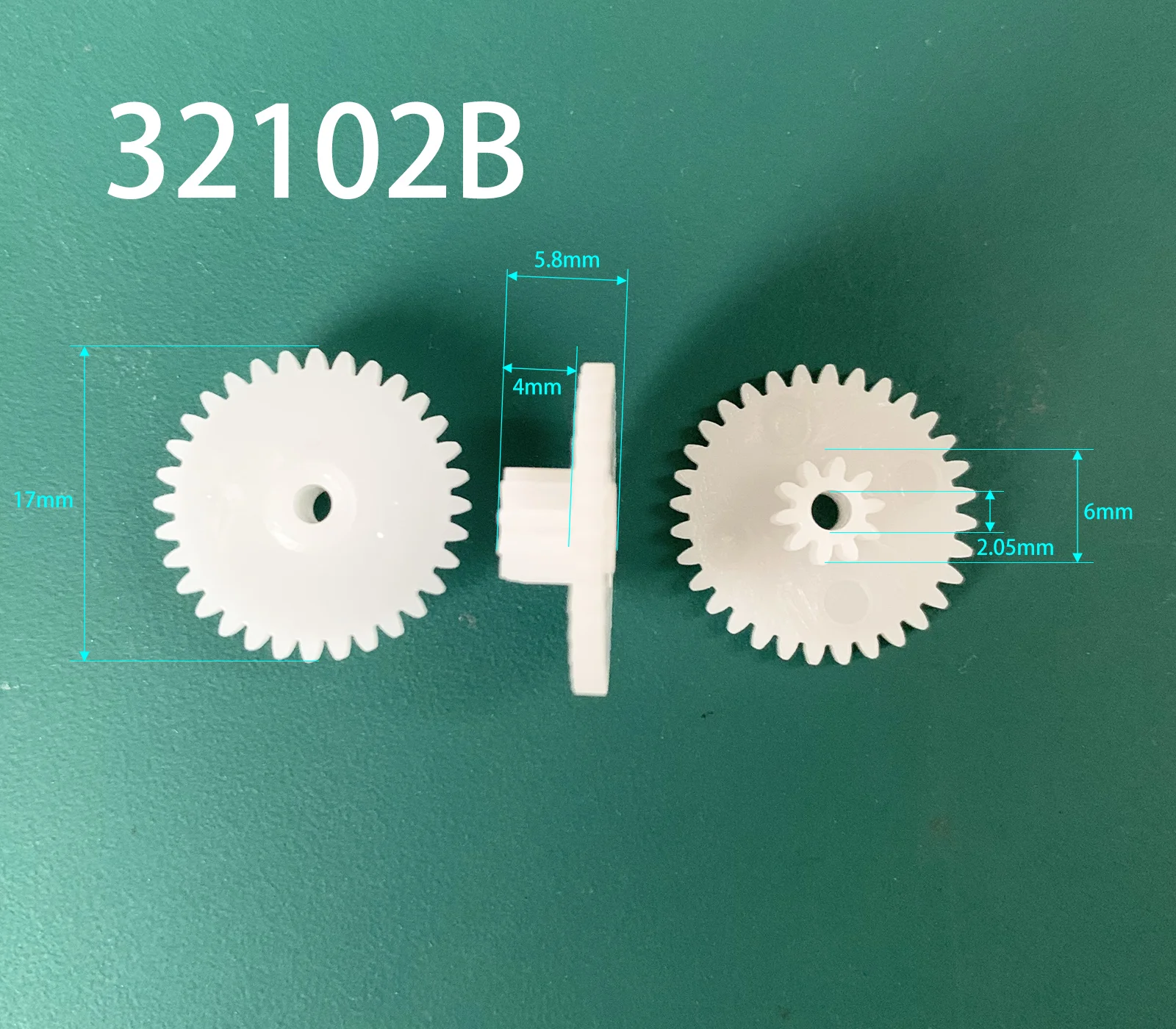 32102A 32102B 32102.5B 0.5M Plastic Steampunk Gears OD 17mm 32 Teeth + 10 Teeth 2mm Tight 2.5MM Loose Fiting DIY Model Gears