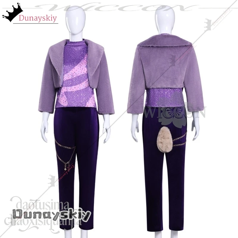 YiNuo@Anime Movie Animal 2 Cosplay Kiraa Costume Fashion Purple Glamorous Sparkly Stage Idol Uniform Furry Coat Pants Christmas