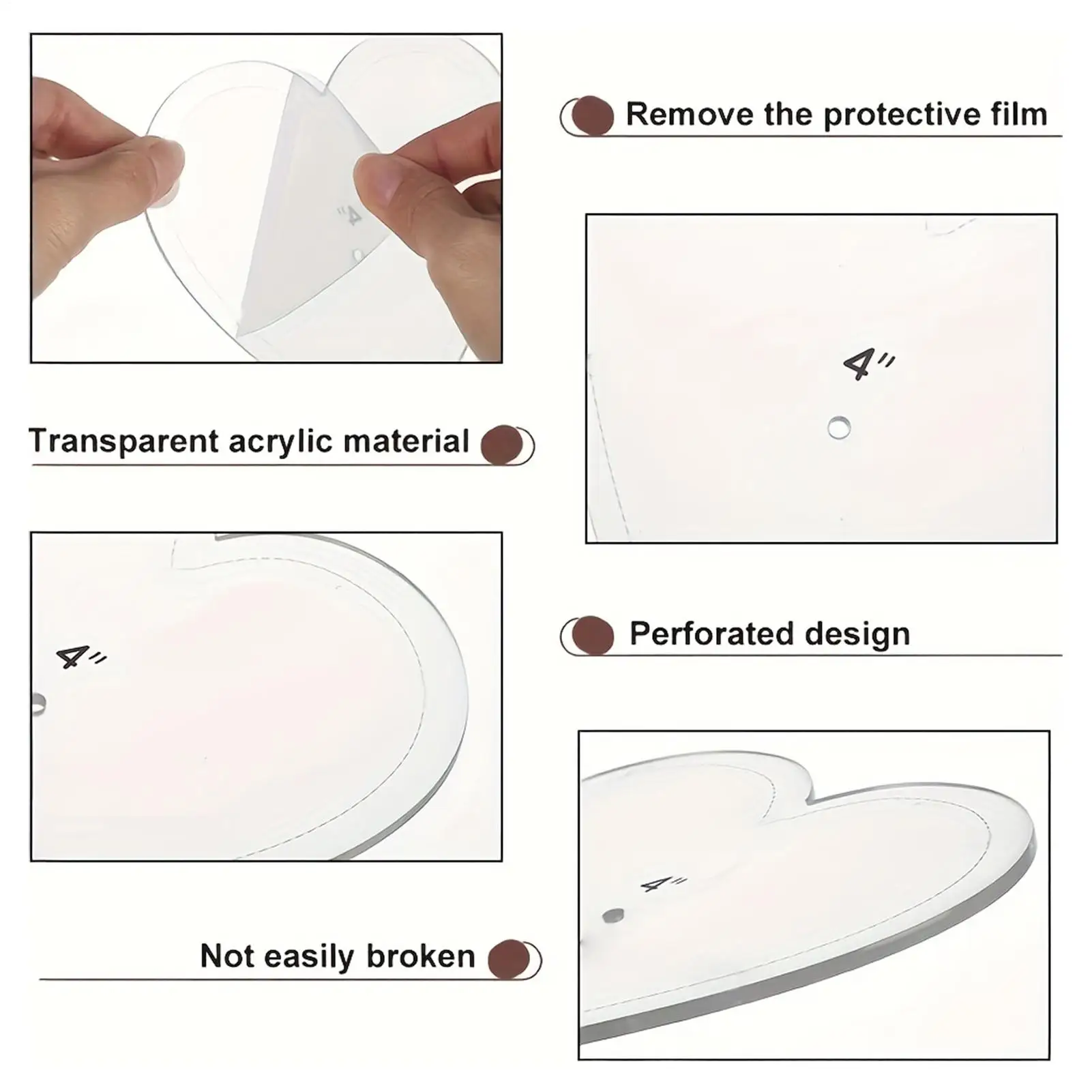 

Acrylic Quilting Templates 8 Piece Acrylic Heart Shape Guides Quilting Template Set For Beginner Women Family Activities Parties