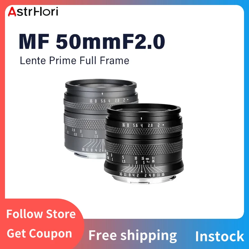 

AstrHori 50mm F2.0 Large Aperture Full Frame Manual Lens Compatible with E/X/EF-M/RF/Z/L/M43 Mount