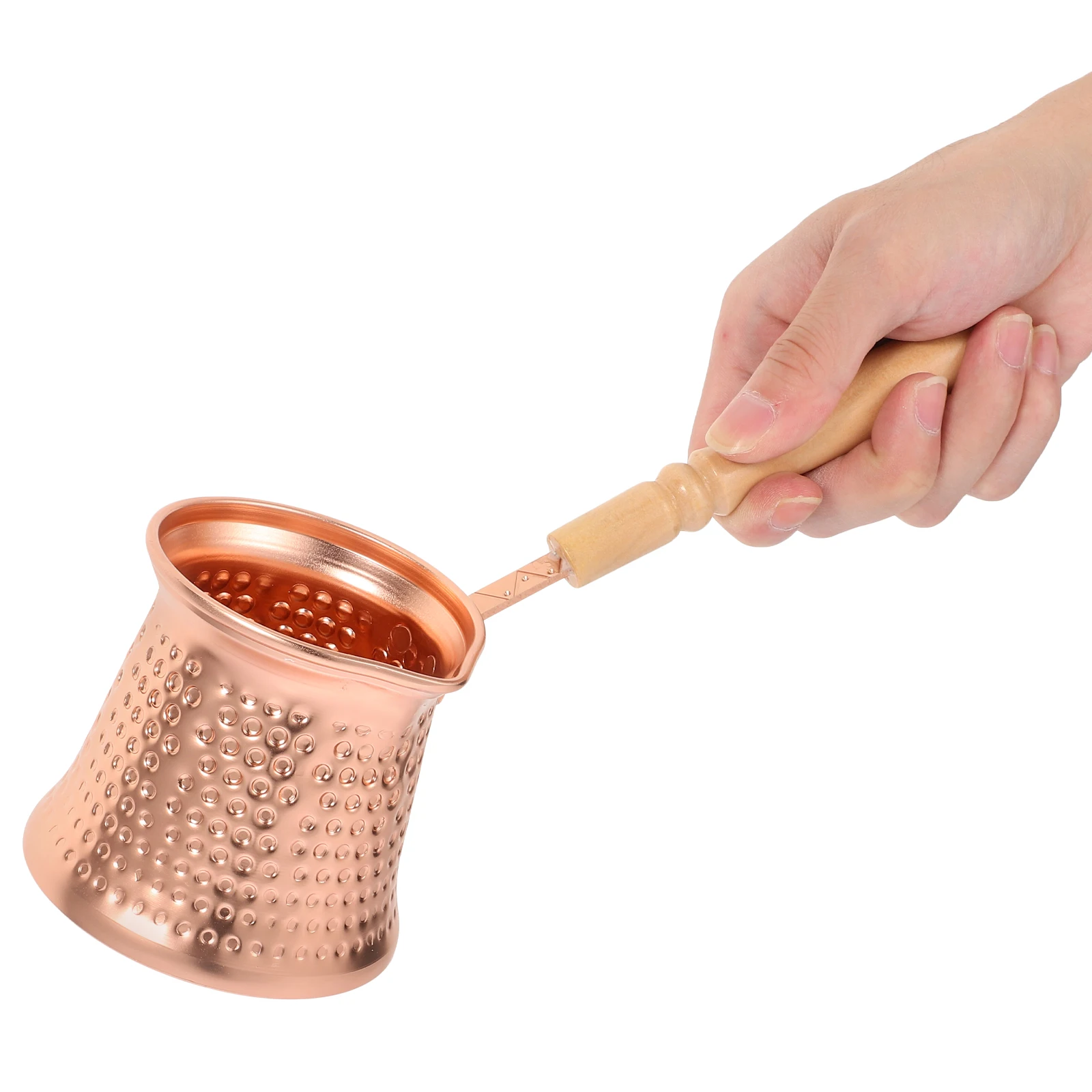 

Copper Plated Coffee Pot Anti Scald H Stovetop Milk Steamer Wood Turkish Ibrik Small Espresso Metal Beverage Pot Soup