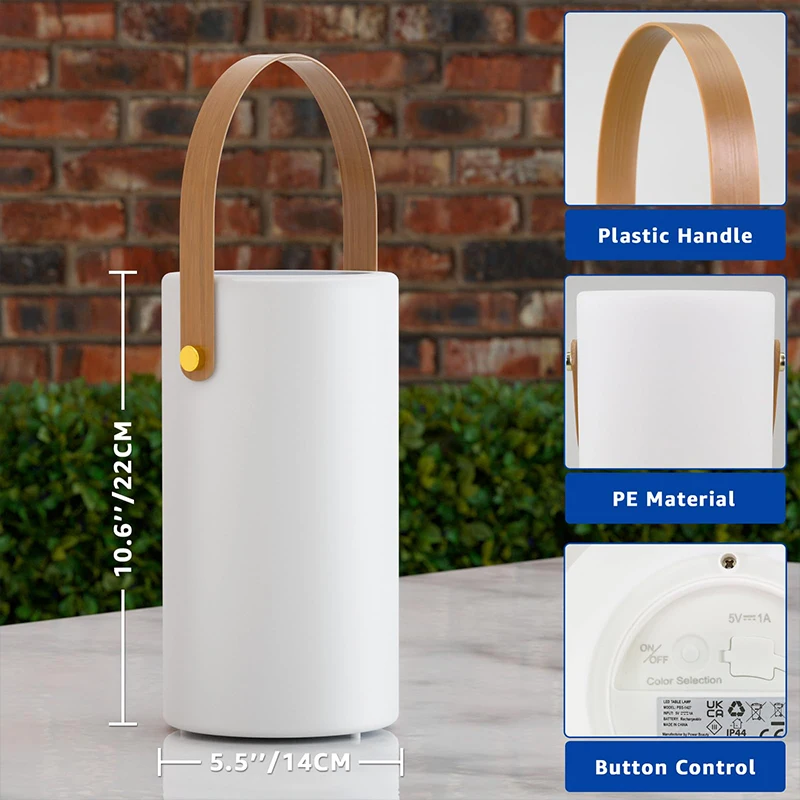 Solar Table Lamp Outdoor Lantern 2 in 1 Rechargeable Battery Operated Portable LED Cordless Lights with Remote 8 Colors