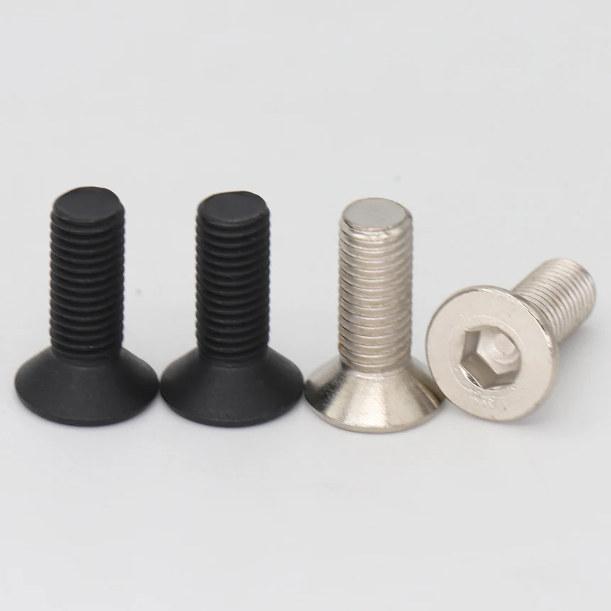 M7 1mm Pitch 12-60mm Fine Thread 12.9 Grade Nickle Plating Black Hexagon Socket Flat CSK Countersunk Allen Key Head Screw Bolt
