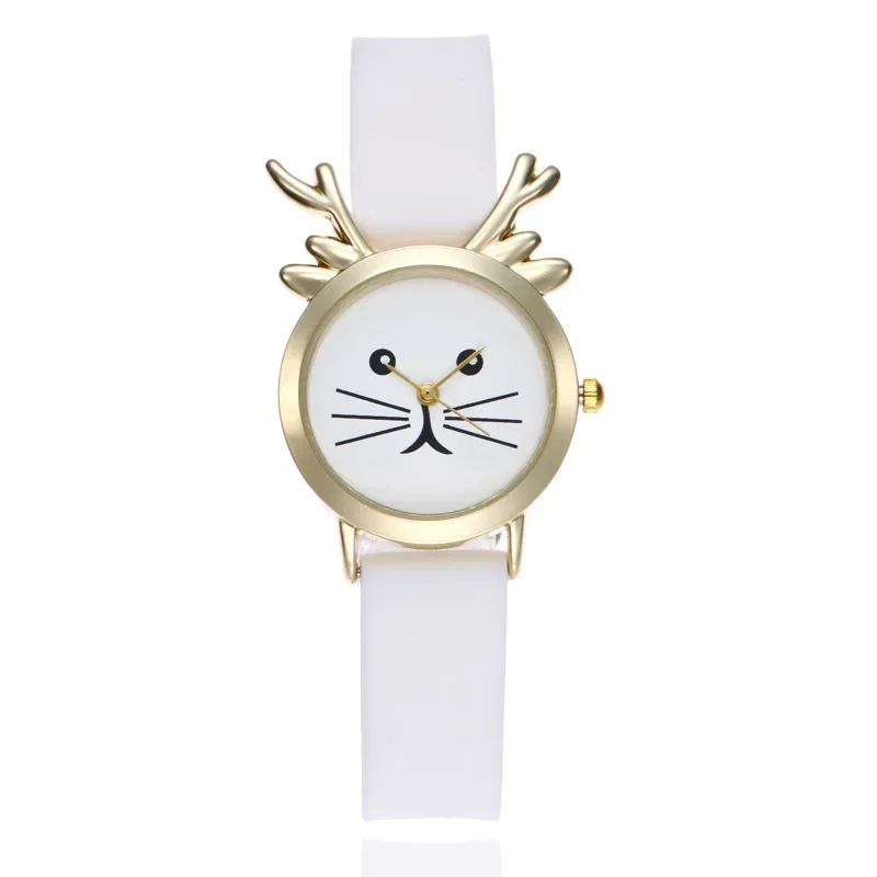 New Cartoon Cute Cat Rabbit Children Watch Silicone Band Quartz Watch Eye Beard Stereo Ear Student Kids Watch Birthday Xmas Gift