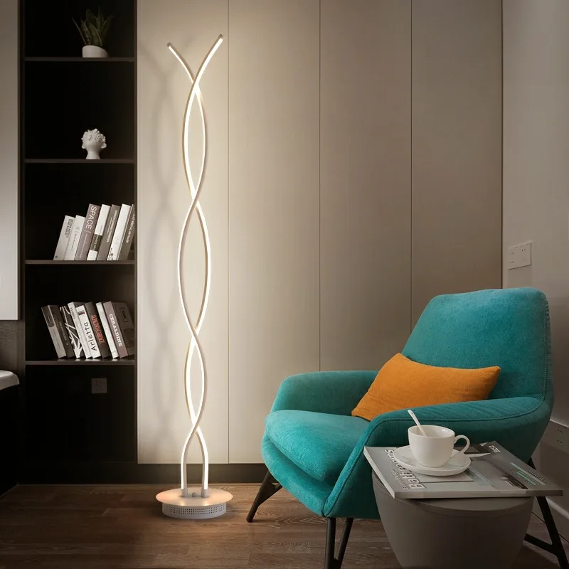 Lámpara de pie trenzada creativa y moderna, luz nocturna minimalista, lámparas de mesa acrílicas RGB para salón, sofá y dormitorio