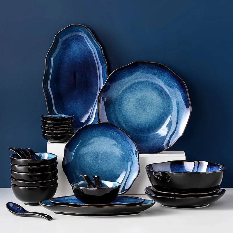 CX retro kiln glaze starry sky series ceramic tableware household tableware fruit salad bowl