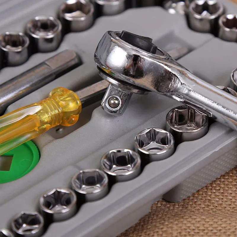 40 Pieces Tool Set Combination Auto Car Tool Box Socket Combination Wrench Repair Emergency Tools