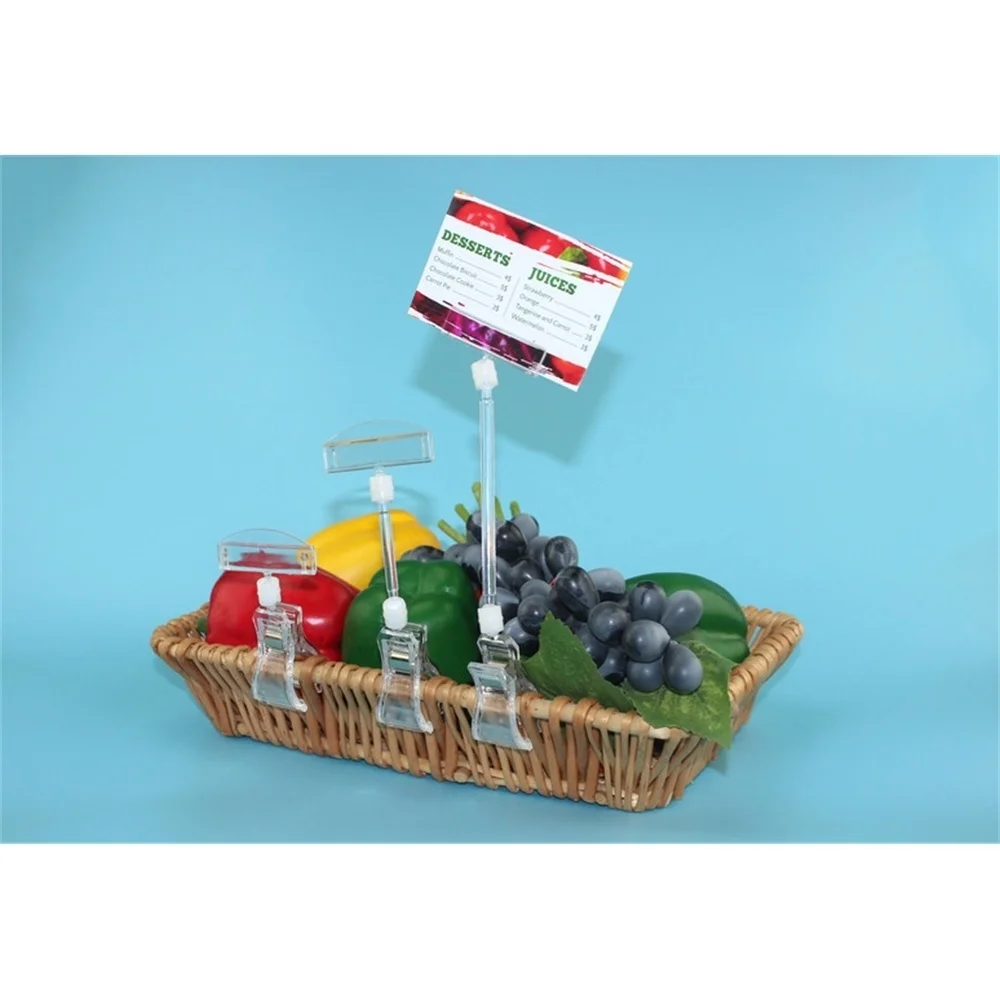 Clear Pop Plastic Sign Paper Card Display Price Label Tag Promotion Signage Clips Holders In Supermarket Retails 20pcs