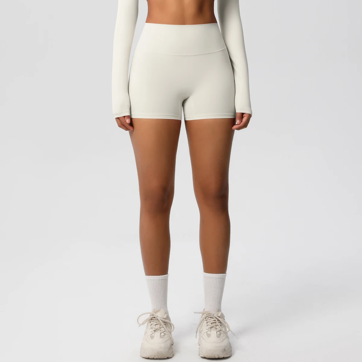 Damen-Sportshorts, Yoga-Shorts, nacktes Gefühl, hohe Taille, Yoga-Shorts, Push-Up, Fitness-Leggings, Bauchkontrolle, Yoga, schmale Shorts – Detail 21