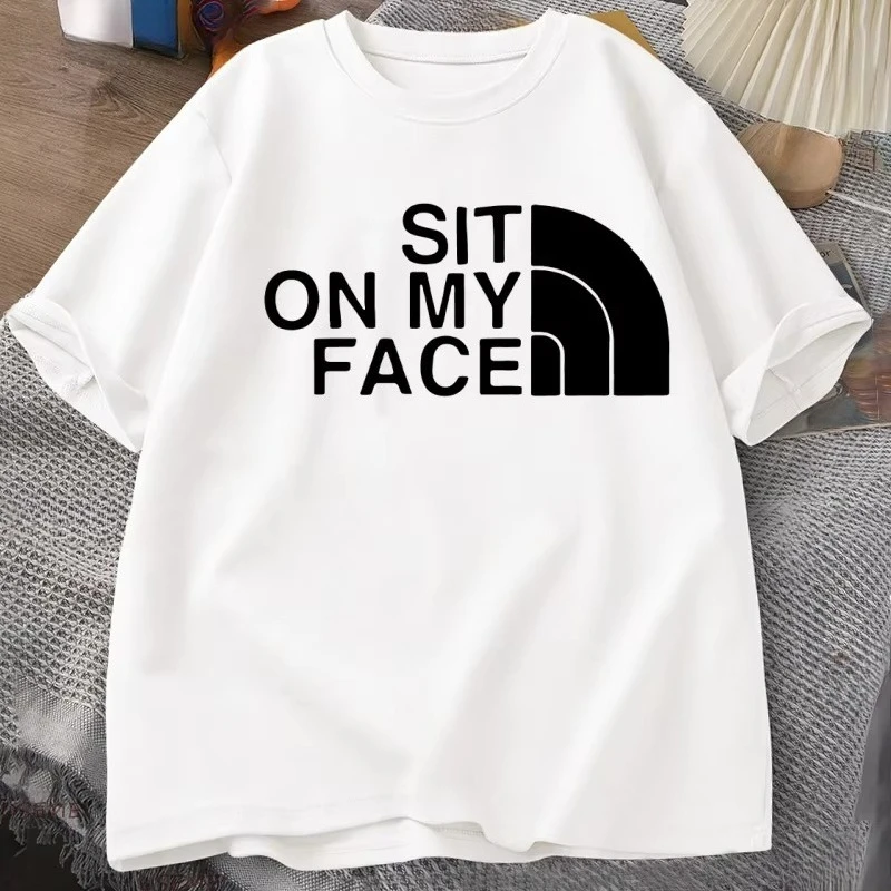 Sit on My Face T-Shirt Herren Kurzarm Lustiges Erwachsenen-Humor-T-Shirt Lässiges Baumwoll-T-Shirt mit Aufdruck Herrenbekleidung Tees