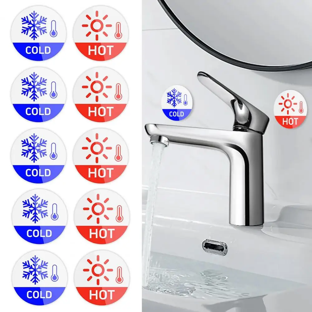 

6Pcs/Set 5cm Hot Cold Sticker PVC Self-adhesive House Bathroom Office Water Temperature Indication Sticker Round Warning Label