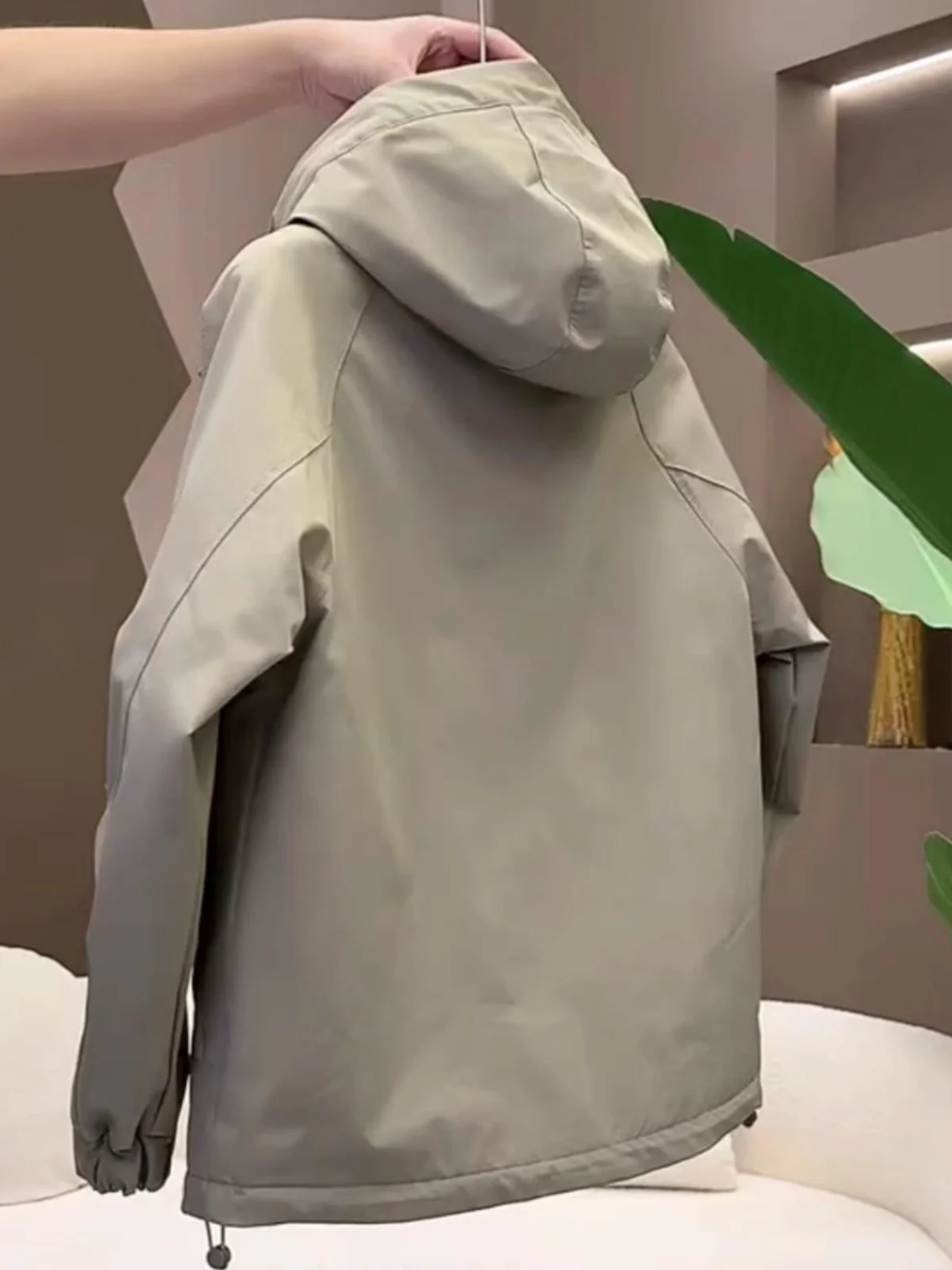 

Trendy Cotton Jaet Men's Casual Hooded Workwear Outerwear Open Cardigan Loose Versatile Coat Windproof Polyester Fabric