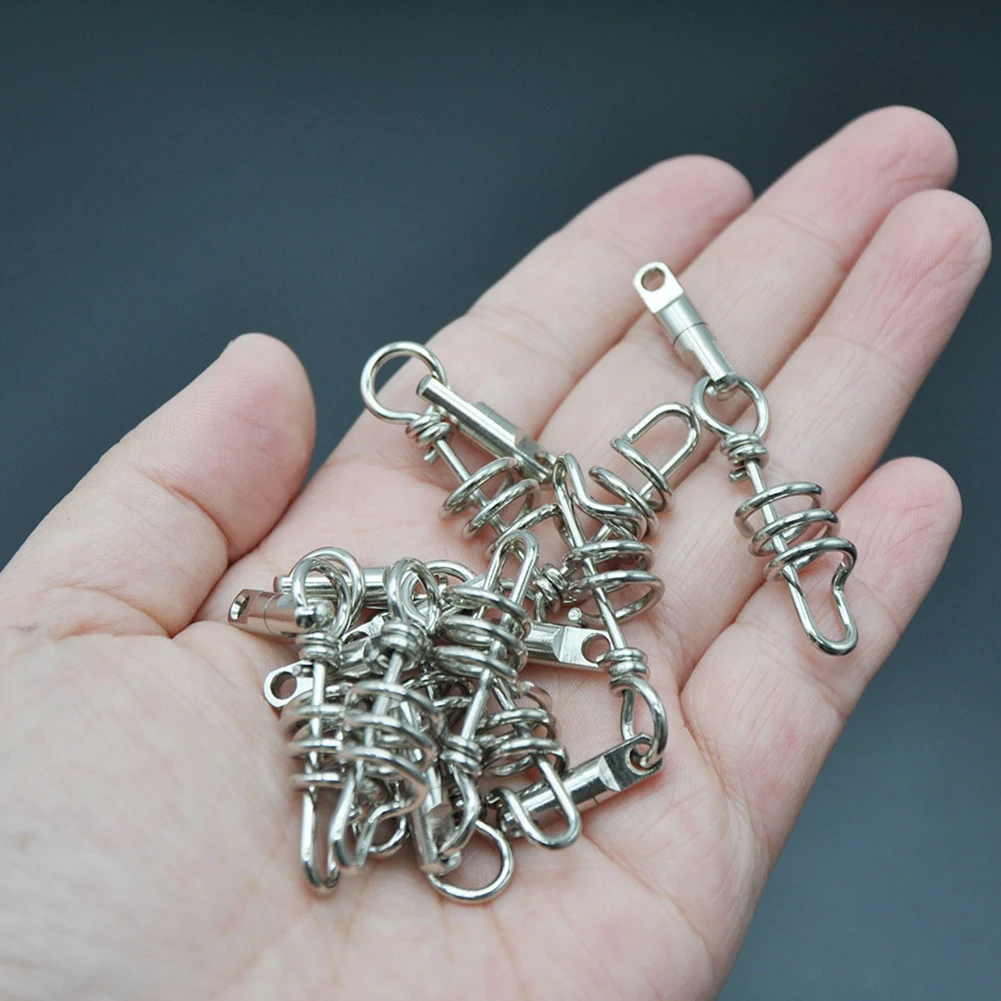 10pcs Fishing Corkscrew Swivels 4/5/6/7/8/9MM Metal Heavy Duty Round Swivel Snaps  Fishing Glider Connection Accessories