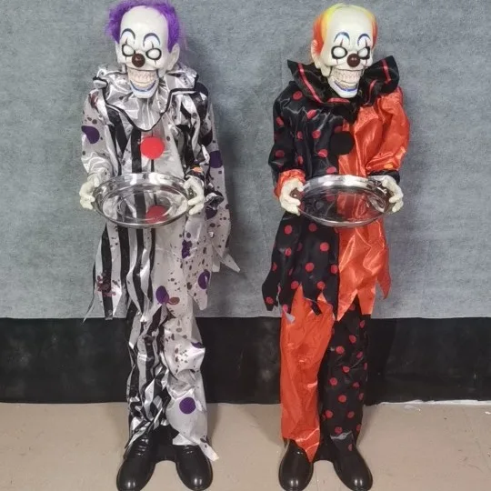 

Halloween Standing Clown Electric Ghost Glows and Speaks Haunted House Decoration Scene Arrangement Ornament