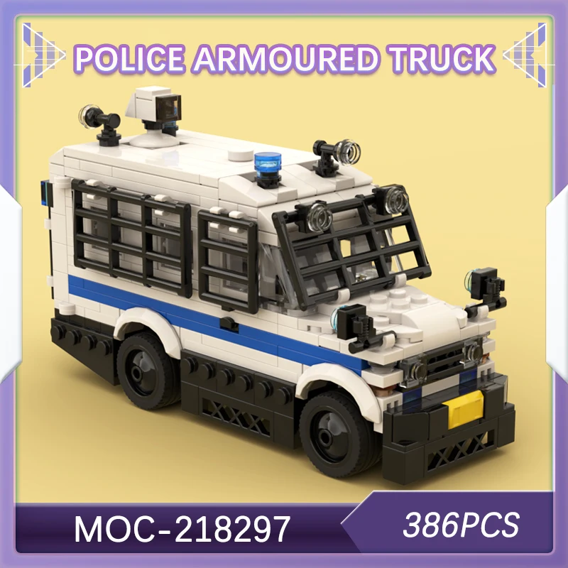 

MOC-218297 Police Armoured Truck Building Block Assembly City Guard Patrol Vehicle Set Creative High-quality Adult Gifts 386PCS