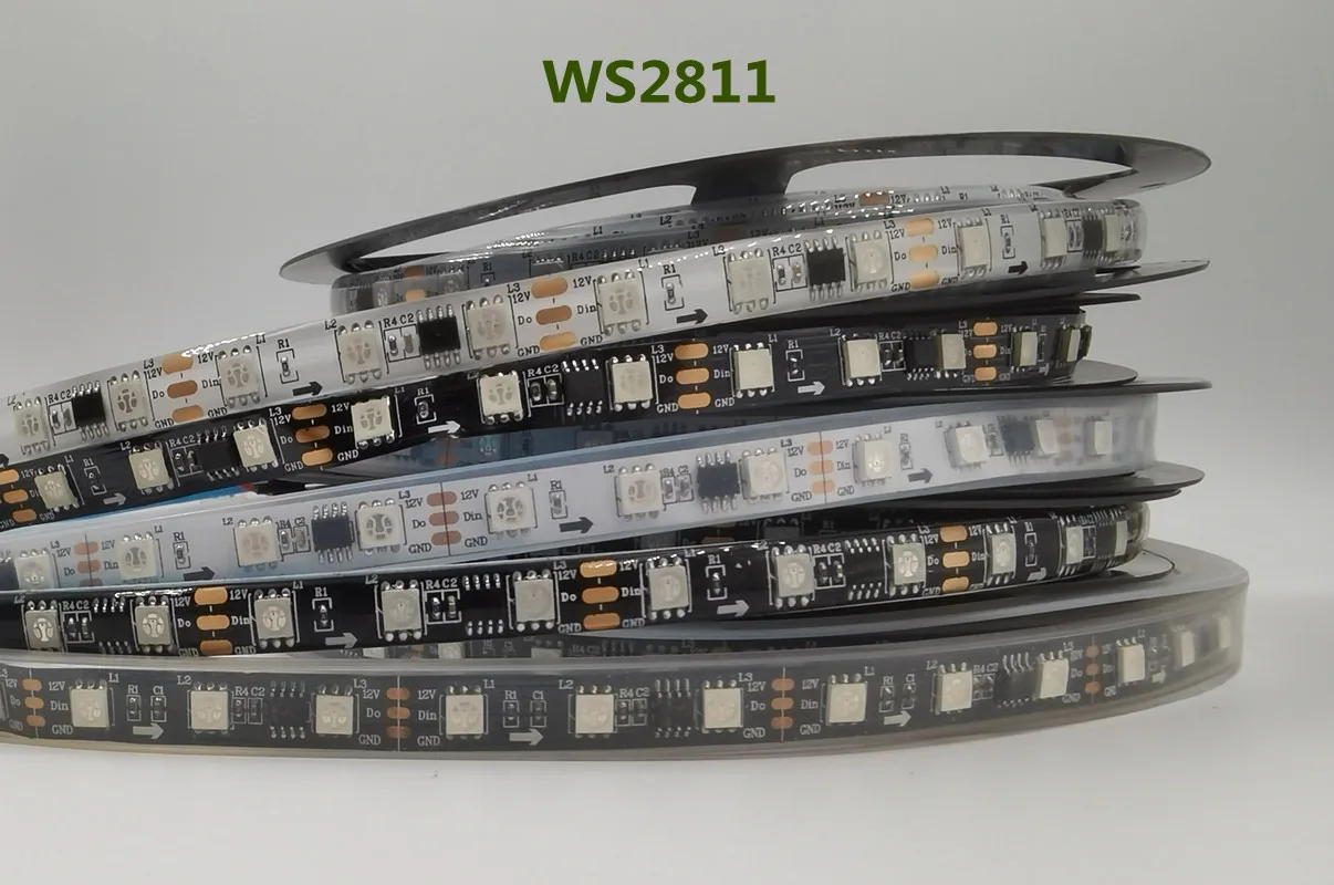 DC12V 5 M WS2811 LED pixel bande Rgb colour 5050 LED bande ruban flexible adressable LED bande 1 Ic Control 3 Leds Lights