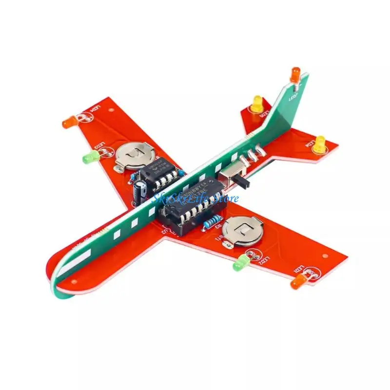 

E65E Flashing LED Circuit Board Science Learning Toy Plane Model Soldering Training