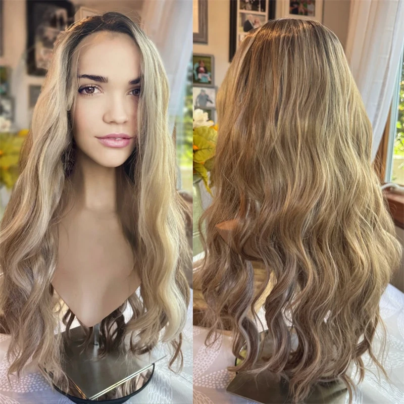 

Donna Old Money Blonde Wig Soft Light Blonde Mixed Blonde Rooted Wig Lace Frontal Wig Высококачественный парик для женщин Ежедневное использование для вечеринок